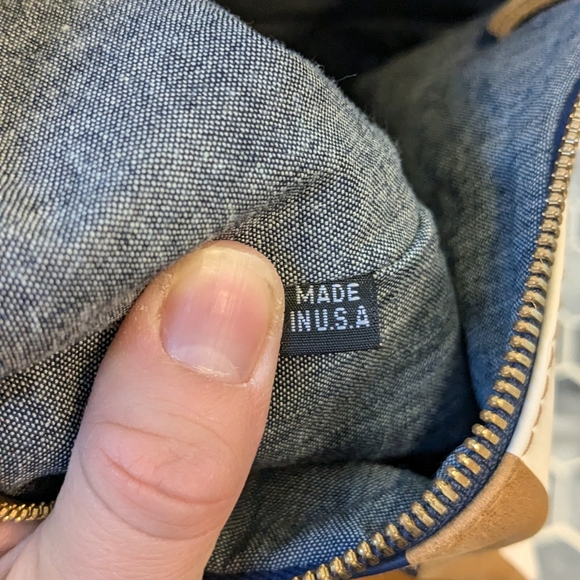 Clare V. The Foldover Clutch Camel Americana Stripe Leather Handbag - Picture 7 of 9